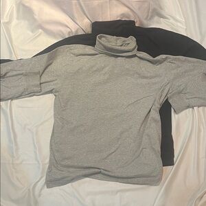 Lands' End Men's Turtleneck - Gray and Black Architect Turtleneck Bundle